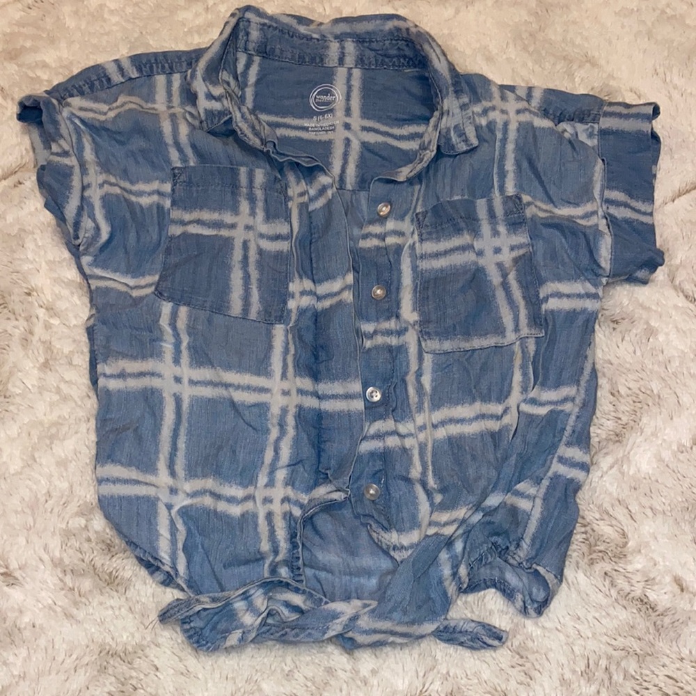 Cute denim color tie shirt
